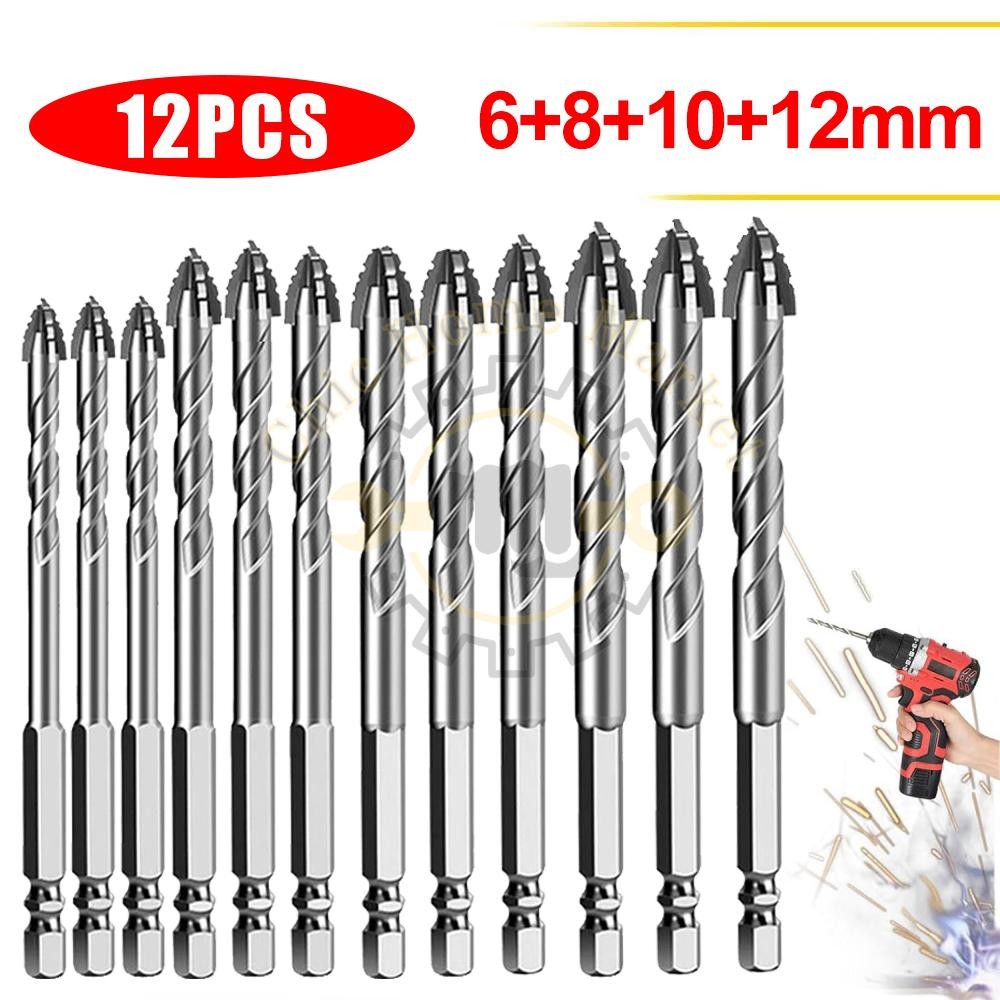 12PCS Stainless Steel Drill Serrated Eccentric Four-edged New Upgraded Version