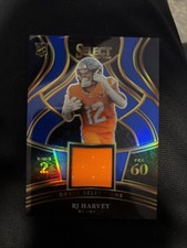 2025 PANINI SELECT DRAFT SELECTIONS BLUE PRIZM PATCH RC - RJ HARVEY - DENVER