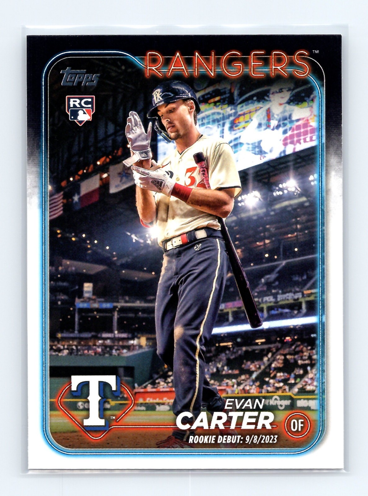 Evan Carter Rookie RC Base 2024 Topps Update #US58 Texas Rangers