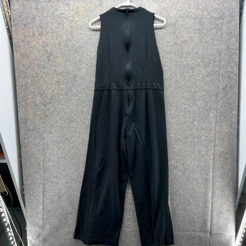 Mono Lafayette 148 New York para mujer mediano negro sin mangas cuello en V pierna ancha Foto 2 de 4