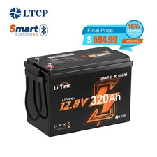 LiTime 12V 320Ah mini Smart Bluetooth Lithium Battery Deep Cycle For RV Camping