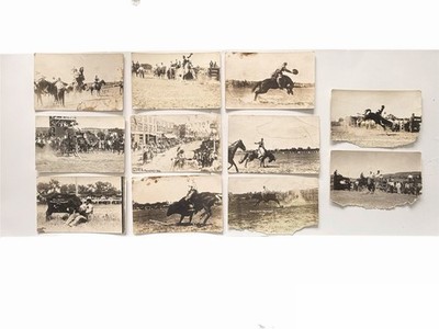 11 Antique RPPC Western Rodeo Postcards Miles City Roundup Cowboy Bronc Riding