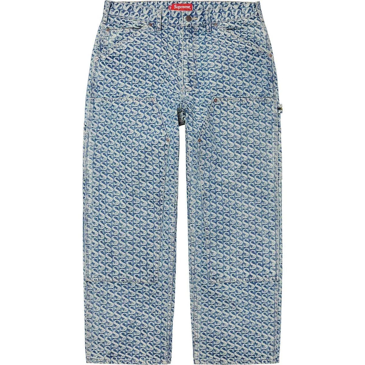 Neuf 21AW 22 NEUF SUPREME SUPREME MONOGRAMME DOUBLE GENOU DENIM PEINTRE PANTALON PAN