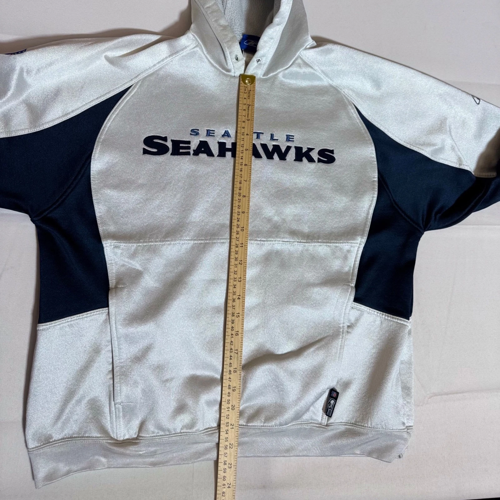 Reebok, vintage hoodie, NFL, Seahawks, graphic, logo, white, male, Large - product detail image 6