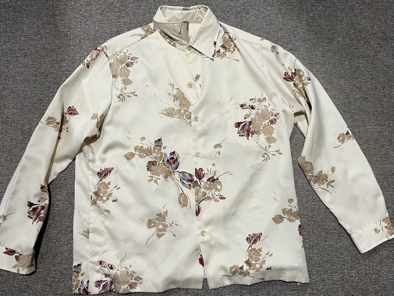 Tori Richard 70’s Vintage Men's L Ivory Floral Woven Long Sleeve Button-Up