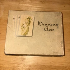"Winning aces" Vintage Adult Playing Cards Box Only Redi Slip Finish Rare 2 Aces