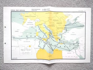 Mediterranean: Strategic - 1941 Vintage WW2 Serial Map Service Map