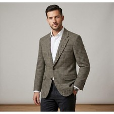 VTG Andhurst Blazer Mens 42L Brown Glen Plaid Two Button Sport Coat USA Made