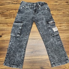 True Religion Ricky Relaxed Straight Cargo Jeans Dark Wash Kids Size 5