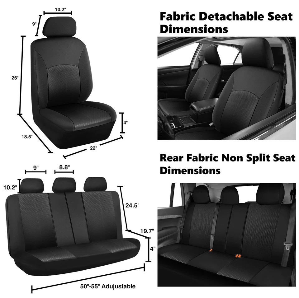 For Volkswagen Car 5 Seat Covers Full Set Cloth Front + Rear Cushion With Zipper Foto 2 de 4
