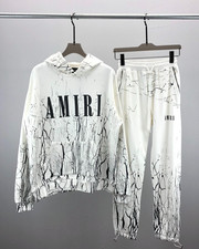 AMIRI Autumn Men's Hoodie Set Handsome White Sportswear Fashion L Size