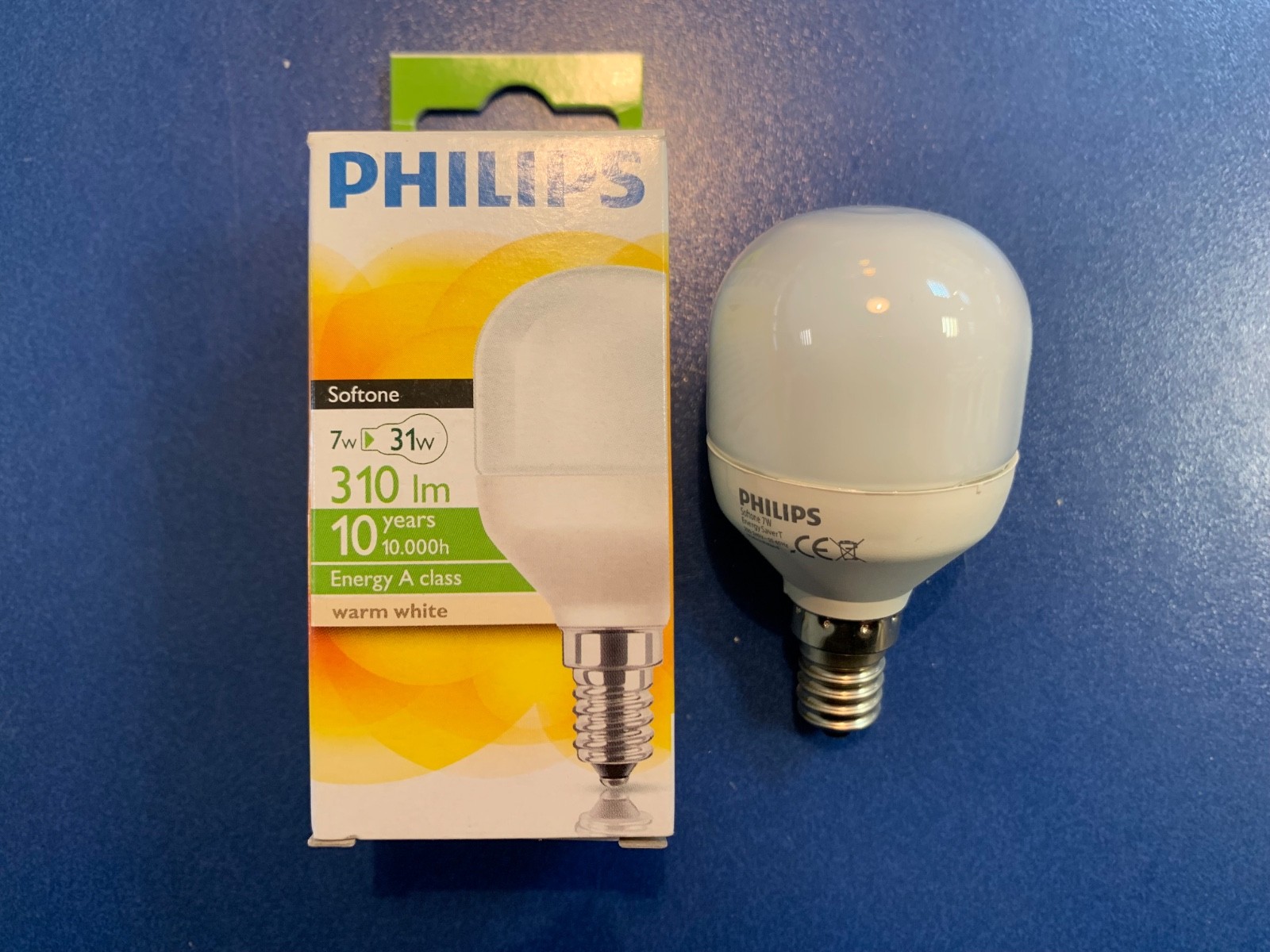 Philips Energy Softone Energy Saving Lamp 7W E14 Warm White 827 230V 310Lm T45