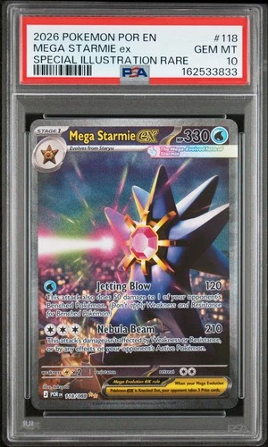 2026 POKEMON POR EN-PERFECT ORDER #118 MEGA STARMIE ex SIR PSA 10