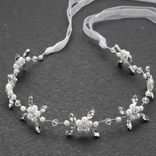 Flower Girl Headpiece, Silver Bridal Headband,Flower Girl Hair Accessories, P...