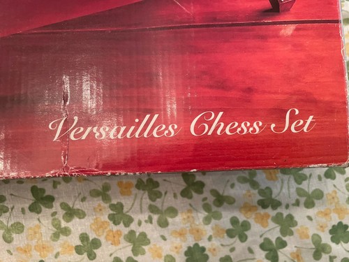 International Silver Company Versailles Chess Set w/Footed Mahogany Wood Chest - Picture 3 of 6