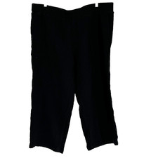 J.Jill Pants Size 2x Black Pull On Textured Crop Elastic Waist 100 Cotton Coast