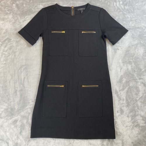 J.Crew Damen 0 Kleid grau Wollmischung 60er Jahre Stil Reißverschlusstasche Kurzarm - Bild 1 von 6