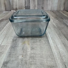 Vintage Fire King Philbe Sapphire Blue Refrigerator Dish w/ Lid 5" x 4 1/2" x 3"