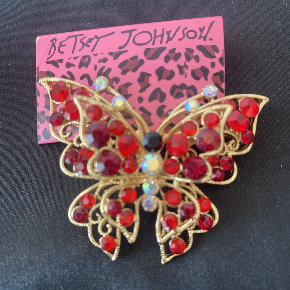 Betsey Johnson брошь женщин красный бабочка кристалл со стразами заколка новый - Изображение 4 из 4