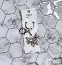 Silver Butterfly Keychain/Bag Charm W/Clear Stones New In Package