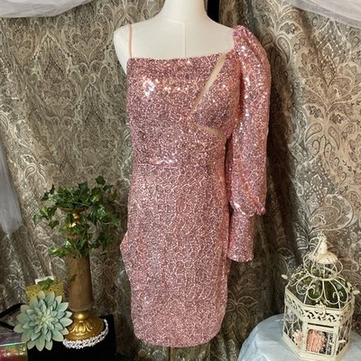 Miss Ord Women's pink Sequence Off The Shoulder Short Dress Extra Large