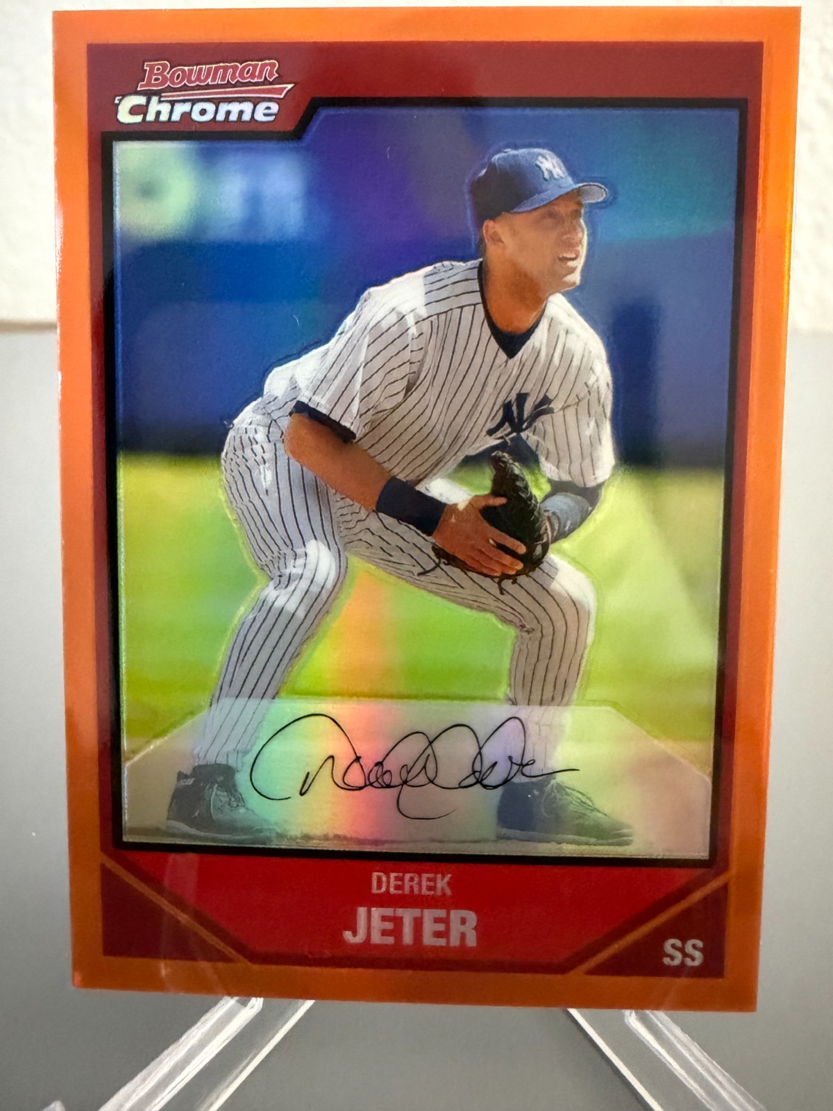 2007 Bowman Chrome 'Orange Refractor' Derek Jeter #90 serial'd /25 HOF'er
