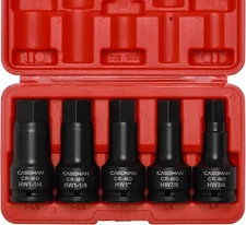 3/4 Inch Drive Impact Hex Driver Set, 5-Pieces, SAE, 3/4", 7/8", 1", 1-1/8", 1-1