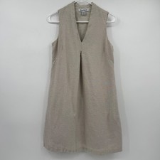 Tommy Bahama Dress Women XS Beige Sleeveless Linen Blend Pockets V Neck Neutral