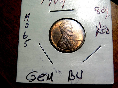 Better Date 80% Red Brilliant Uncirculated 1909 Lincoln Penny L1