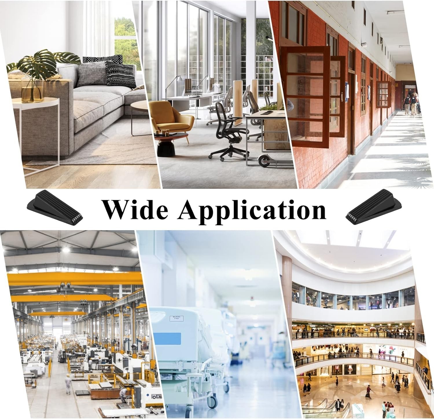 4 Pack Door Stoppers for Bottom of Door, Rubber Door Stopper Wedge