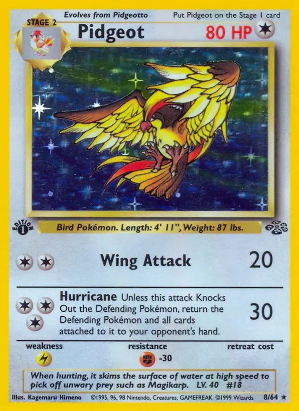 Pidgeot - 8/64 - Pokemon Jungle 1st Edition Holo Rare Card WOTC NM
