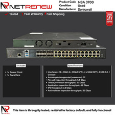 NSA 3700 SonicWall Firewall  24x 1G 4x 5GB SFP 6x 10GB SFP 