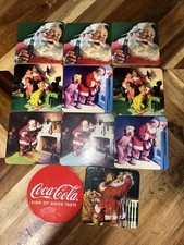 Vintage Coca-Cola Santa Clause Style Soda Coasters Lot of 10 Multicolor