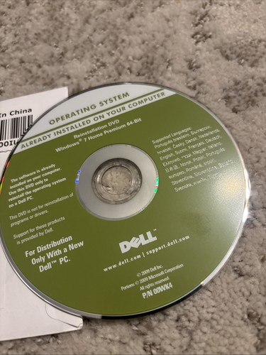 Dell Microsoft Windows 7 Home Premium 64-Bit Reinstallation DVD (00WK4) (New) - Picture 2 of 2