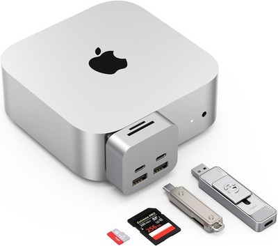Mac Mini M4 Hub 6-in-1 Dock USB A C SD TF Reader