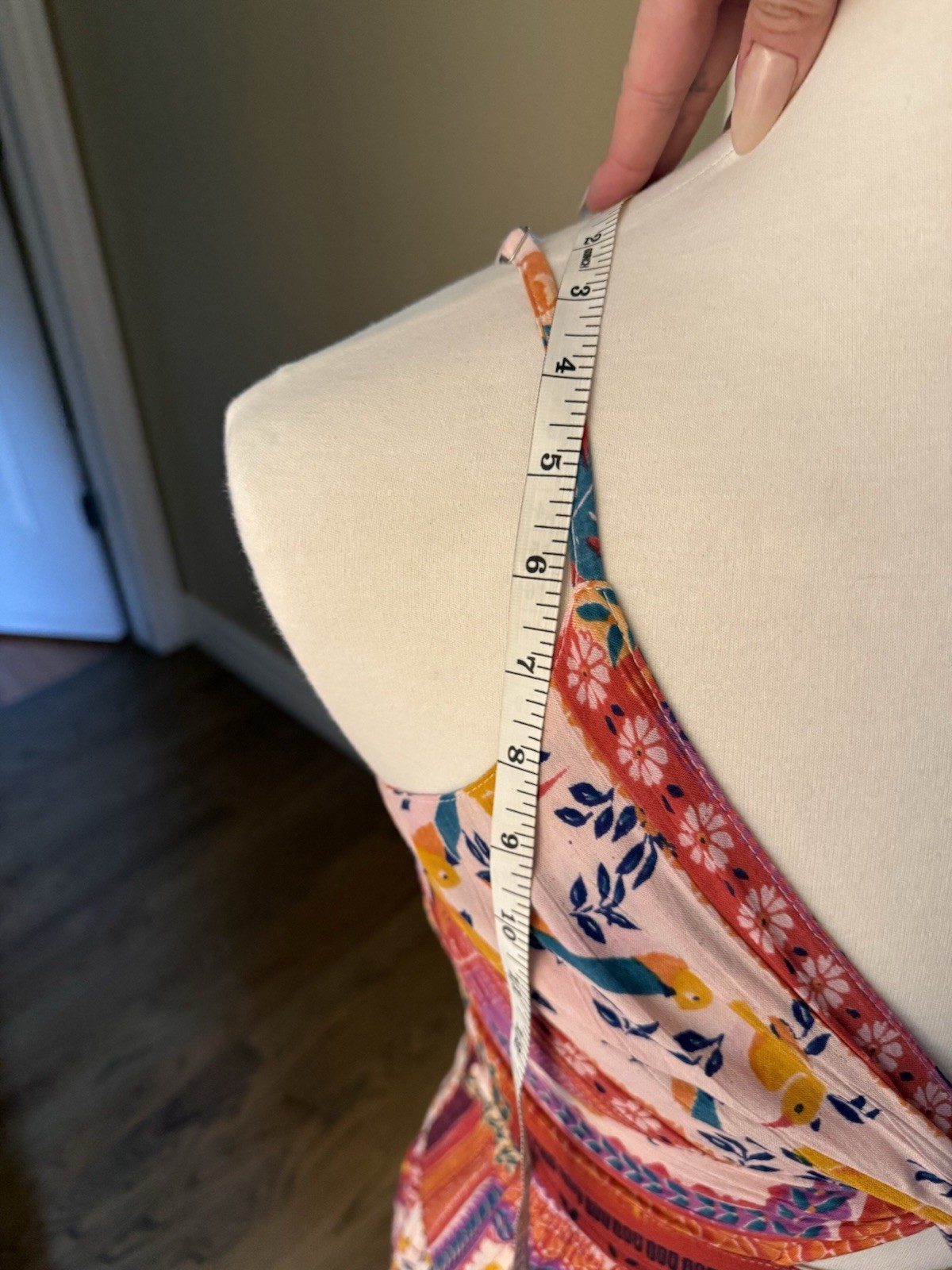 Vintage Patchwork Multi Bird Floral Mini Dress Pi… - image 17