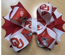 Oklahoma University Football Sports College Team Inspired Hair Bow