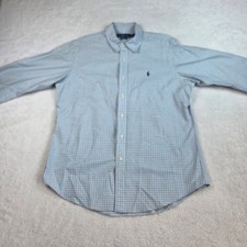 Polo Ralph Lauren Mens Custom Fit Blue Check Button Down Shirt Large Long Sleeve