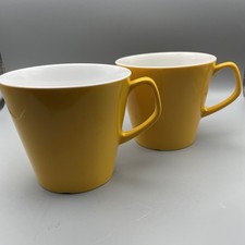 2 X Vintage Melaware Melamine Cups Yellow White Camping VW Camper