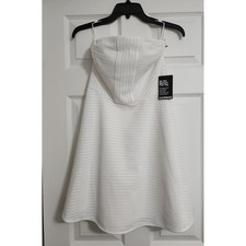 EXPRESS STRETCH WHITE STRAPLESS MIDI DRESS - SIZE 4