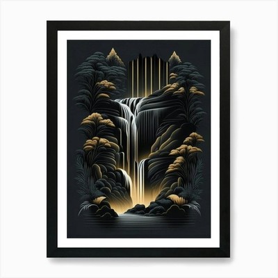 Wasserfall Wasser Natur Quellen Regen gerahmtes Wandbild Poster Leinwanddruck Bild
