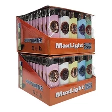 100 MaxLight Quality Lighters, Push Button, Classic Size Lighter, Colors