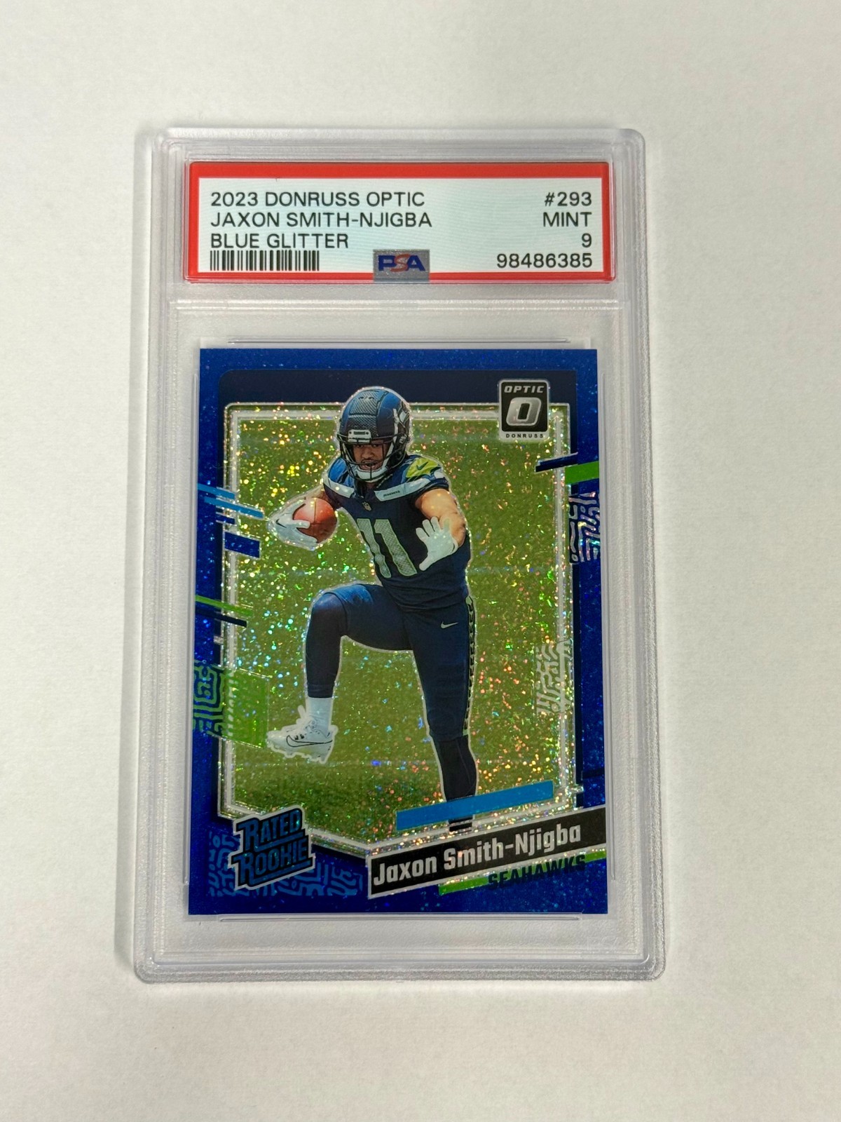 2023 Panini Donruss Optic Football Jaxon Smith-Njigba Blue Glitter #293 PSA 9
