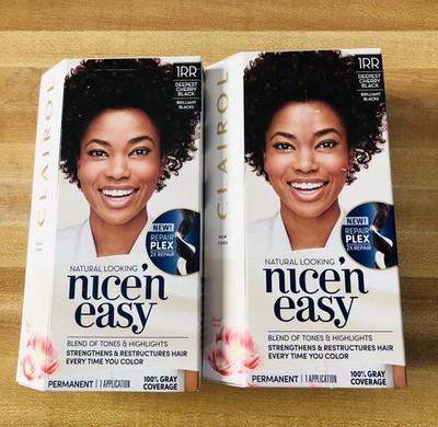 Set Of 2 Clairol Nice  N Easy Deepest Cherry Black # 1RR Permanent Hair Color