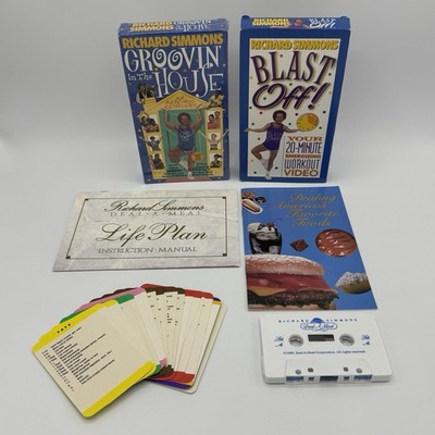 Richard Simmons VHS Bundle Blast Off Groovin Deal-A-Meal Book Cards Cassette