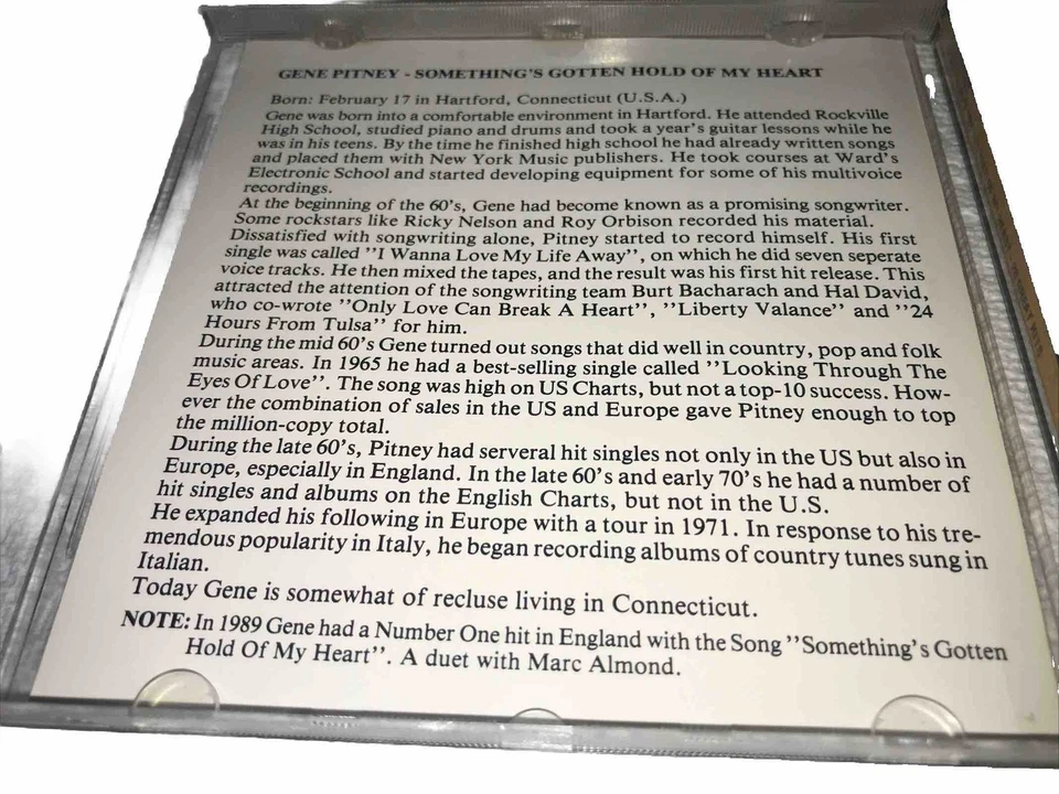 Gene Pitney Something’s Gotten Hold Of My Heart 20 Great shots Cd - Image 2 of 4