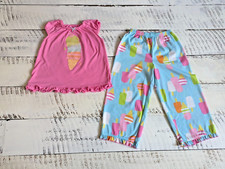 Vntg Carter  s Size 4T Bubblegum Pink/Aqua Ice Cream  Popsicles 2-Pc. Pajama Set
