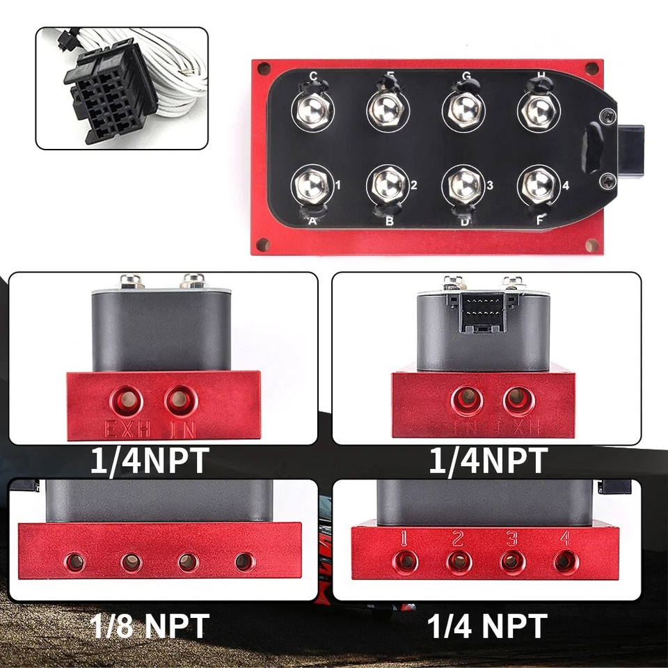 Air Ride Solenoid Valves with Switch Controller +5 in 1 Display Air Ride Gauge - Image 2 of 4