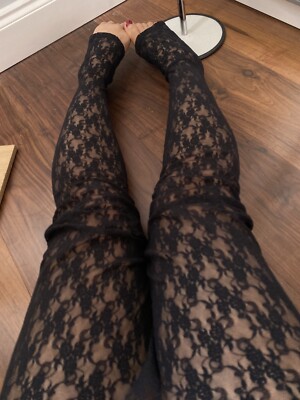 New look y2k 00s Vintage Floral see through lace leggings size 10