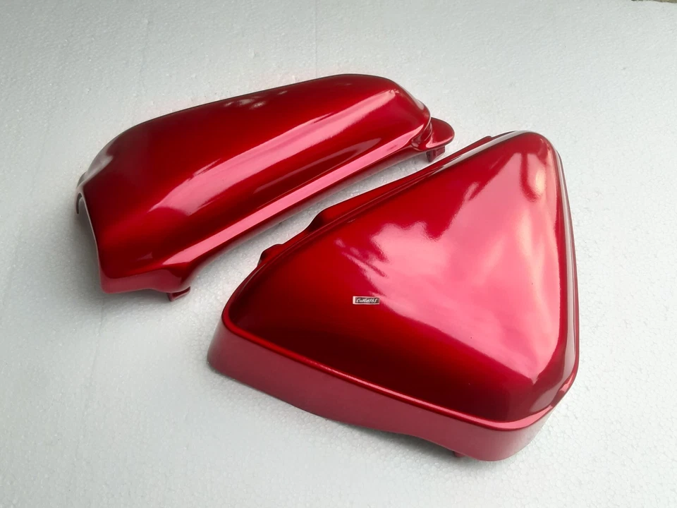 Par HONDA 100 CL Scrambler CL100S CL100 1970-1971 Marco Lateral Cubierta Batería Rojo Foto 3 de 4